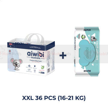 Aiwibi Australian Disposable Breathable Baby Diapers with Elastic Waistband – XXL36 + wipes