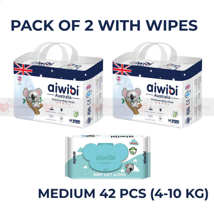 Aiwibi diaper M42 pack of 2 with wipes