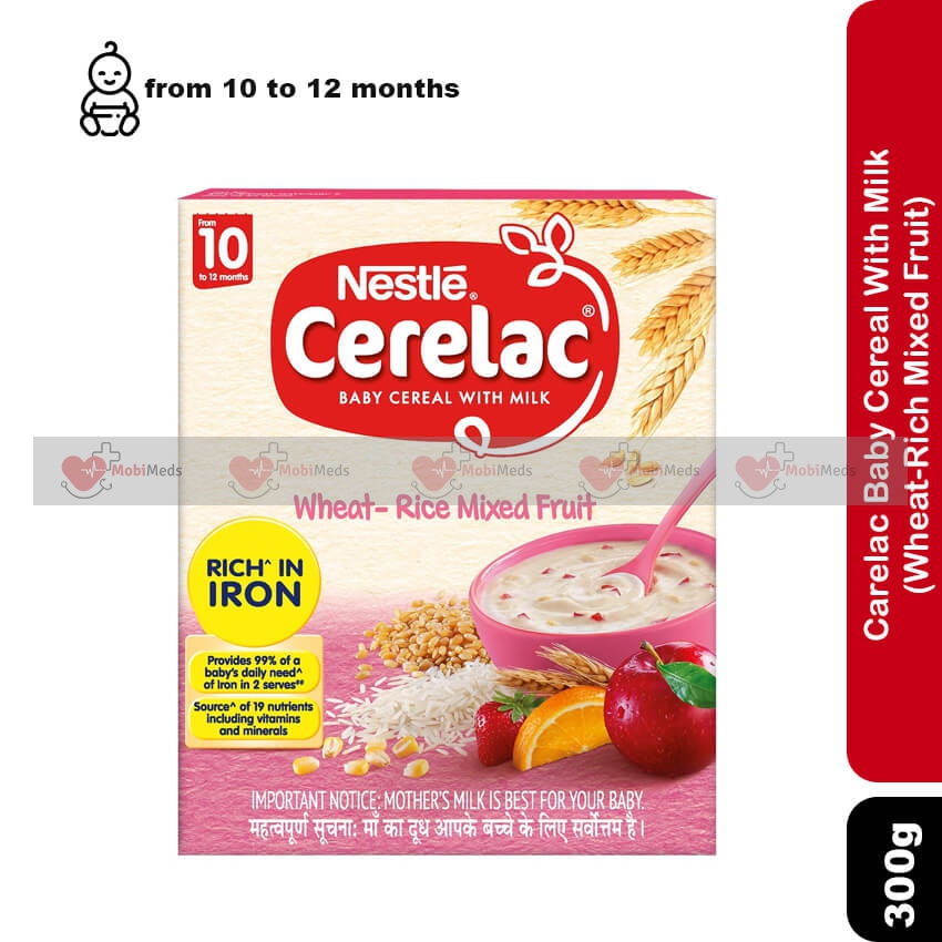 Carelac Baby Cereal With Milk (Wheat-Rich Mixed Fruit) 10 to 12 months, 300g