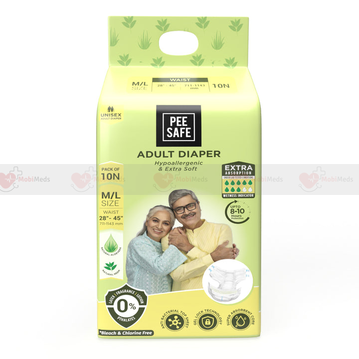 Pee Safe Adult Diaper | Medium - Large | Waist Size 71-114 cm (28