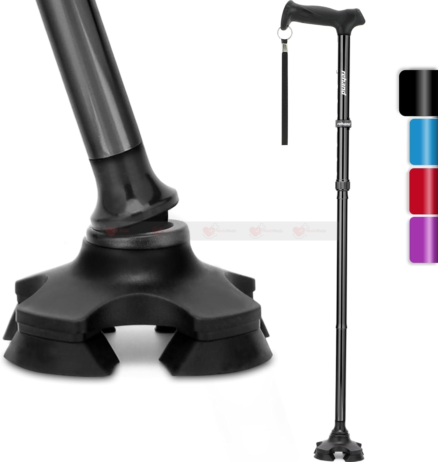  REHAND Walking Cane for Men & Women - Foldable, Adjustable, Lightweight, Self Standing Pivot Walking Cane, Soft Handle Grip, with Travel Bag, Walking...